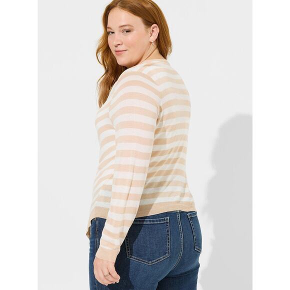 Torrid Tissue Weight Cardigan Drape Front Sweater Womens Size 4X Stripe Open - Picture 5 of 10